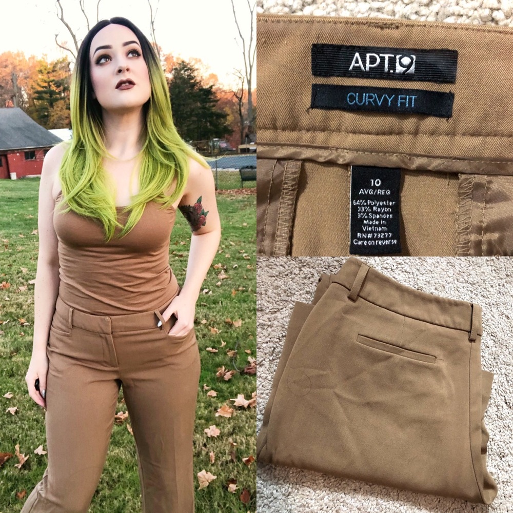 Cute Light Brown Straight Leg Trousers